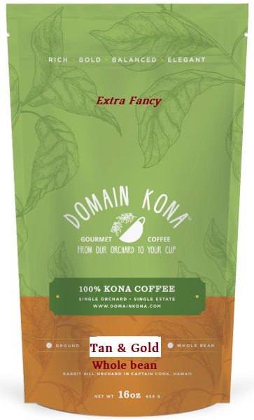 Whole Bean - EXTRA FANCY - Tan & Gold Roast - 16 oz.